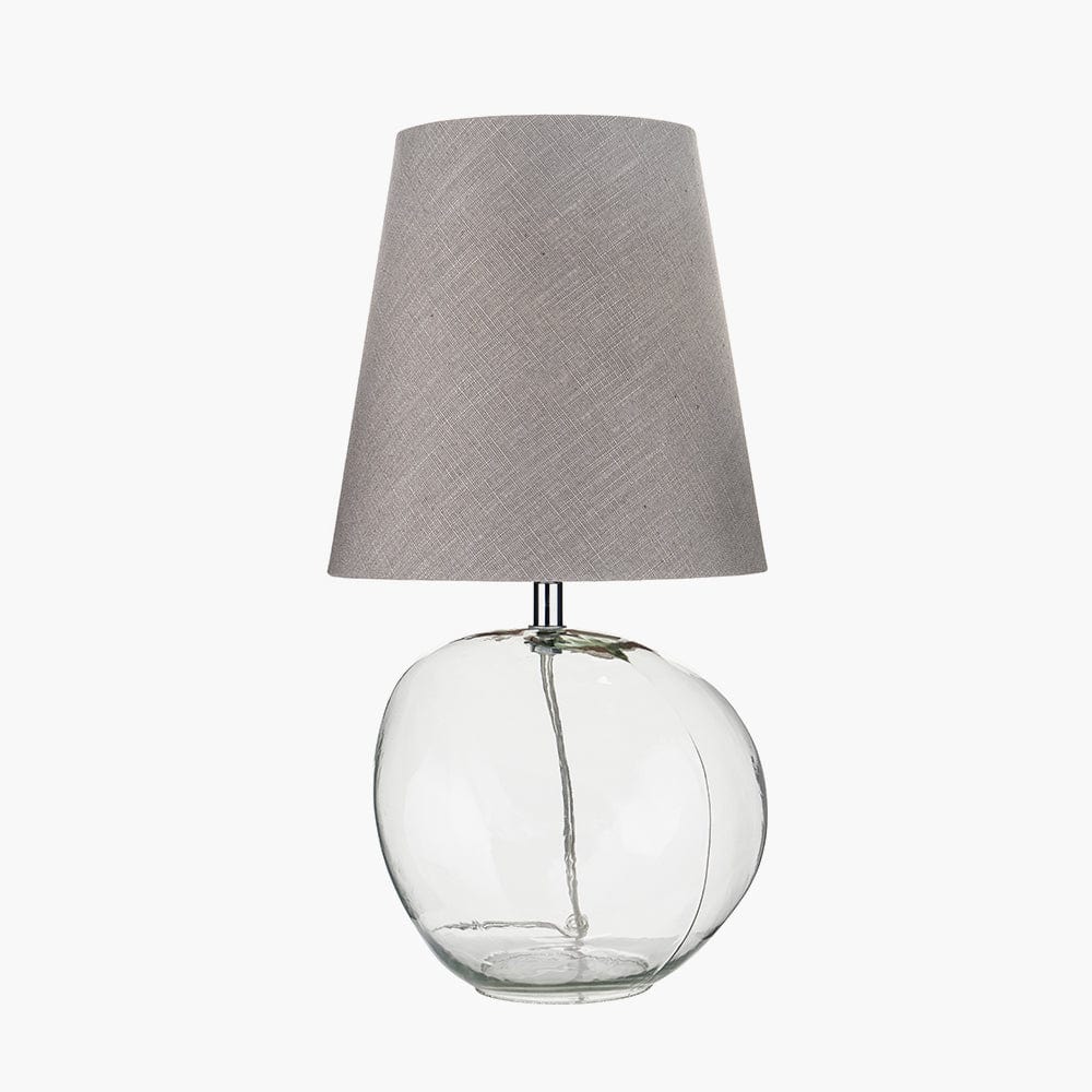 Hallie Clear Glass and Grey Shade Table Lamp.