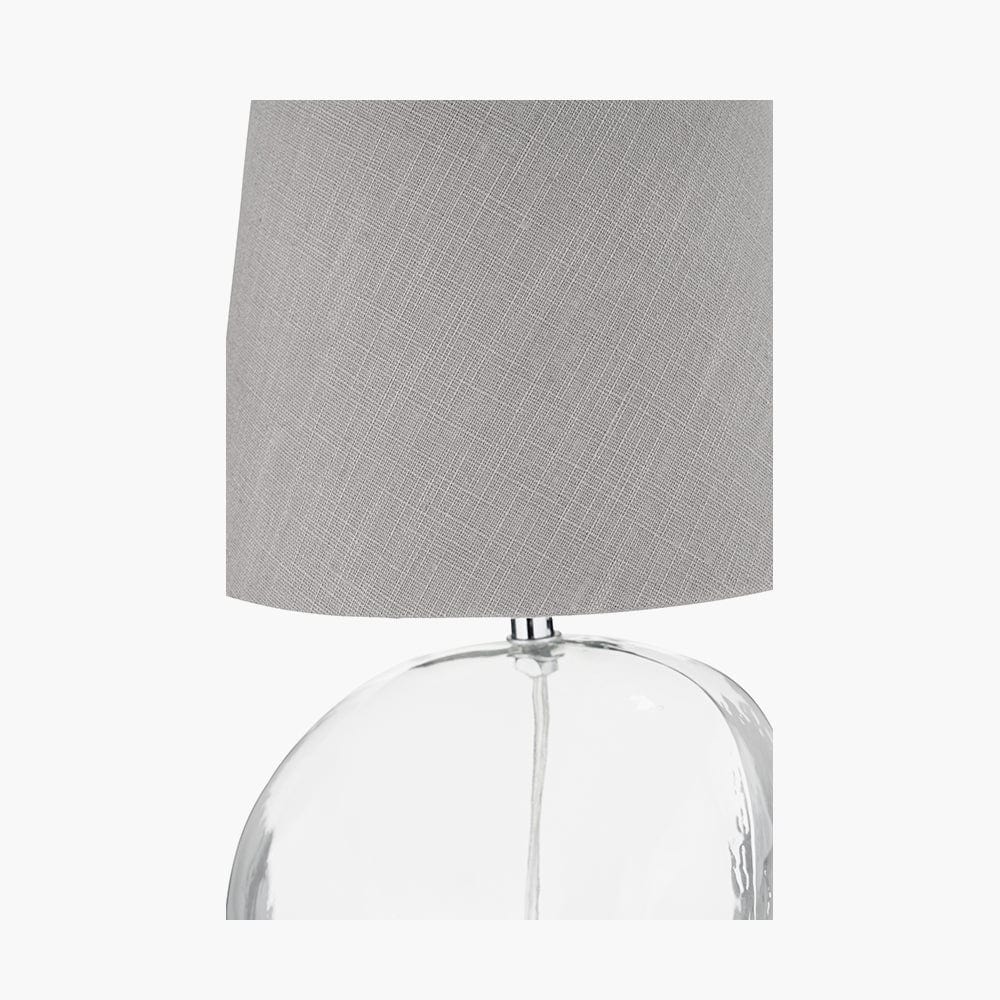 Hallie Clear Glass and Grey Shade Table Lamp.