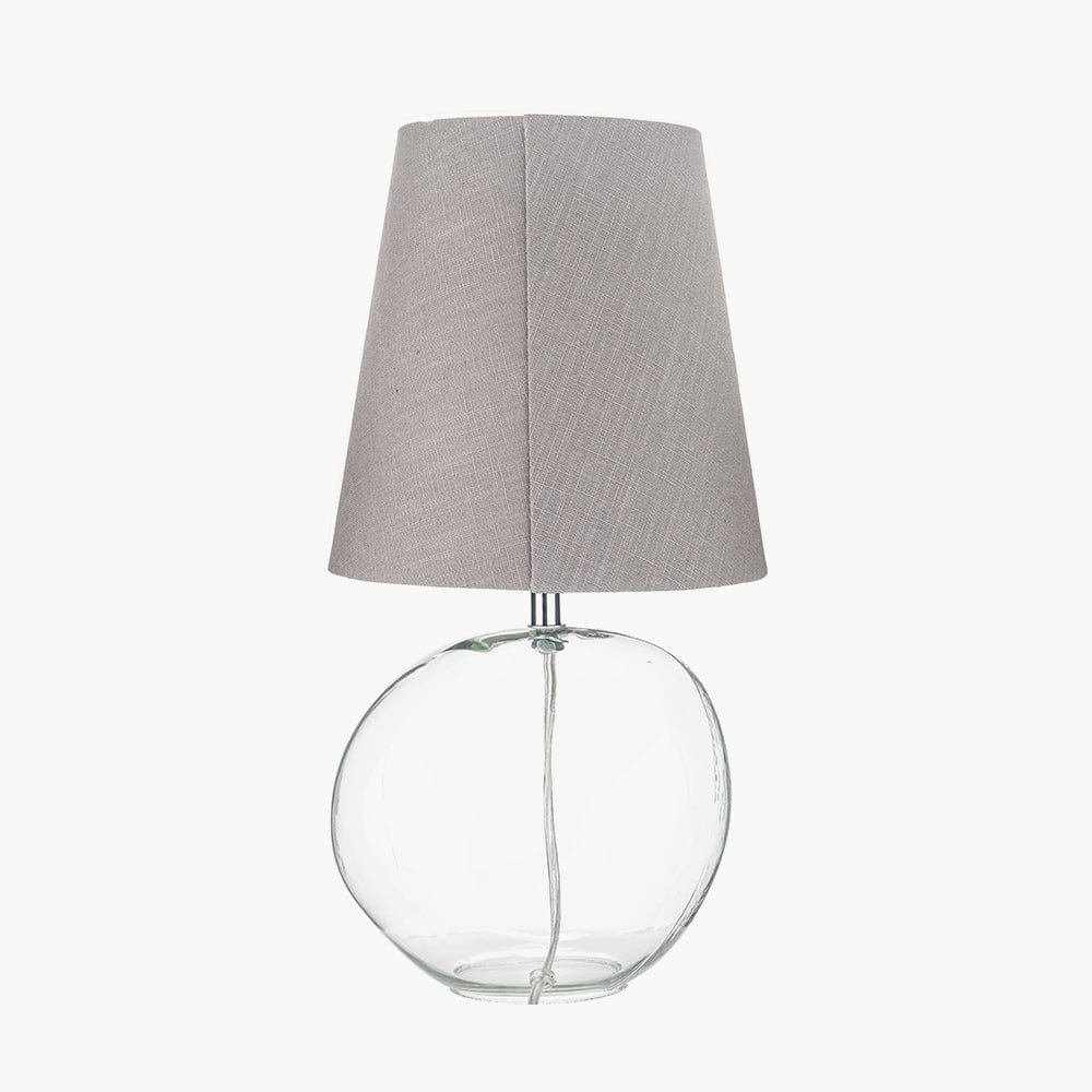 Hallie Clear Glass and Grey Shade Table Lamp.