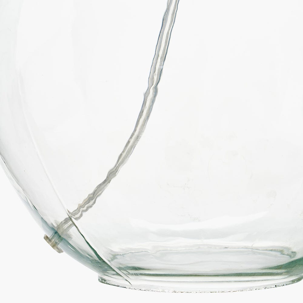 Hallie Clear Glass and Grey Shade Table Lamp.