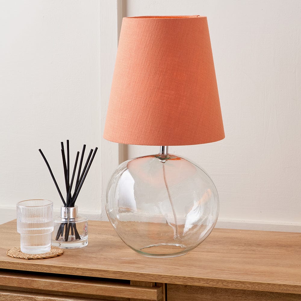 Hallie Clear Glass and Terracotta Shade Table Lamp.