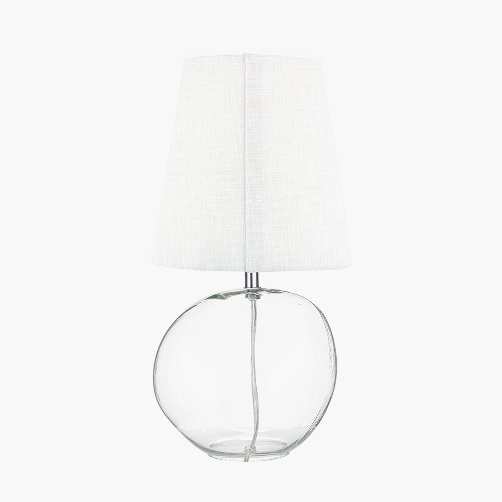 Hallie Clear Glass and White Shade Table Lamp.