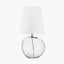 Hallie Clear Glass and White Shade Table Lamp.