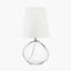 Hallie Clear Glass and White Shade Table Lamp.