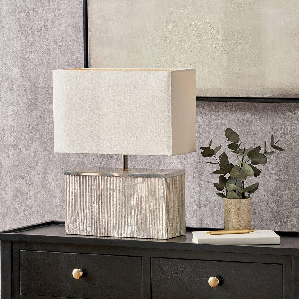 Hampton White Wash Wood Table Lamp.