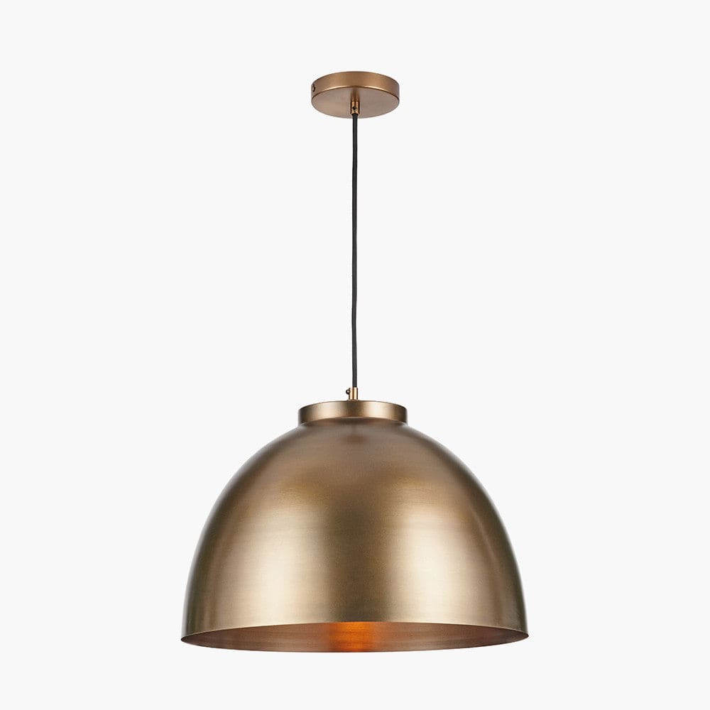 Pacific Lifestyle Lighting Harlem Antique Brass Domed Metal Pendant House of Isabella UK