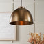 Pacific Lifestyle Lighting Harlem Antique Brass Domed Metal Pendant House of Isabella UK