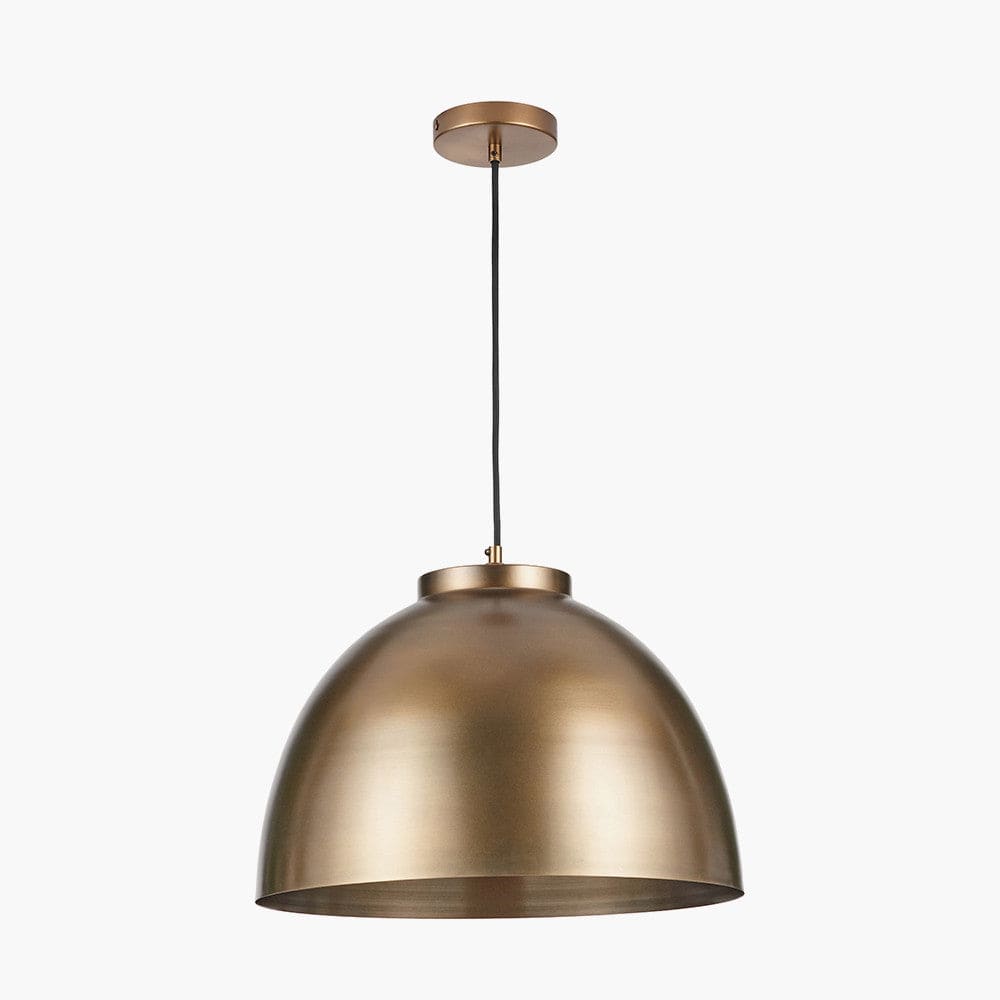 Pacific Lifestyle Lighting Harlem Antique Brass Domed Metal Pendant House of Isabella UK