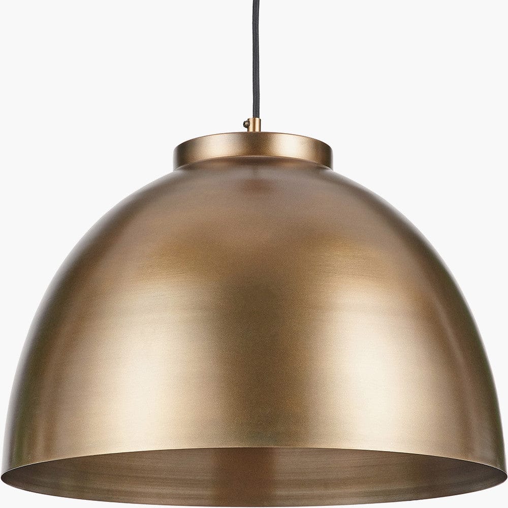 Pacific Lifestyle Lighting Harlem Antique Brass Domed Metal Pendant House of Isabella UK