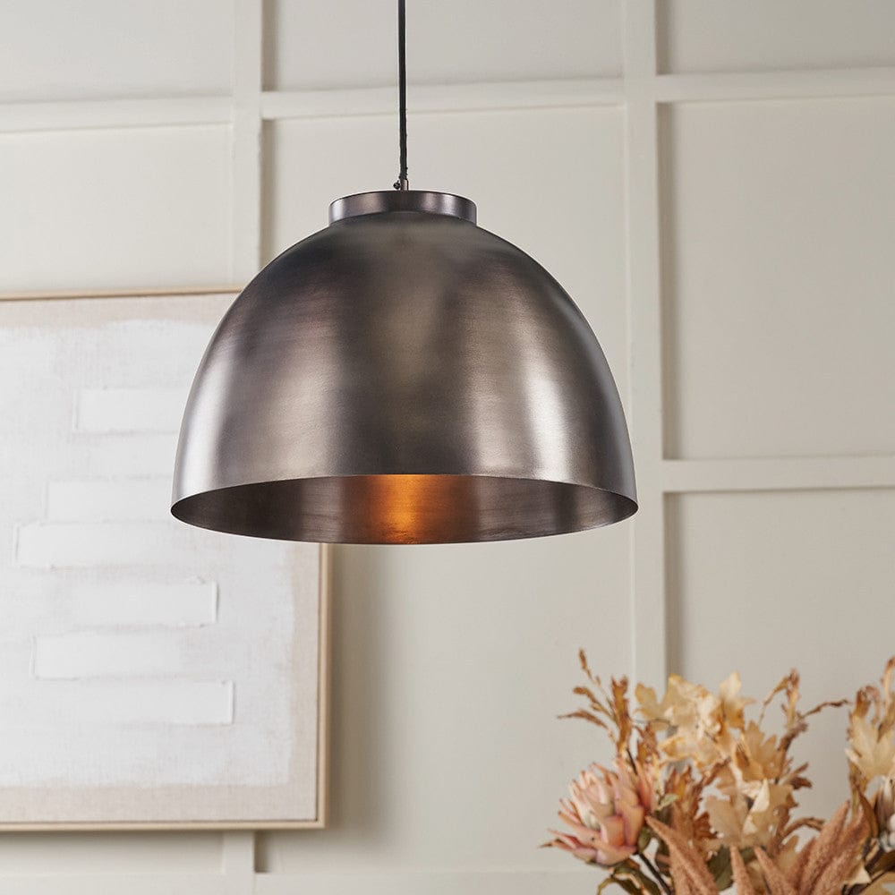 Pacific Lifestyle Lighting Harlem Antique Bronze Domed Metal Pendant House of Isabella UK