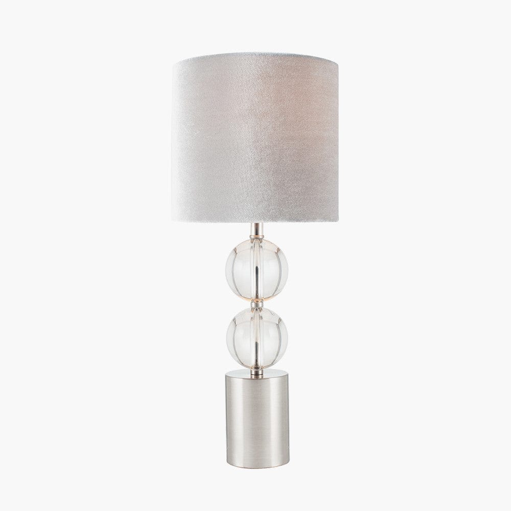 Harris Brushed Silver and Clear Glass Table Lamp.