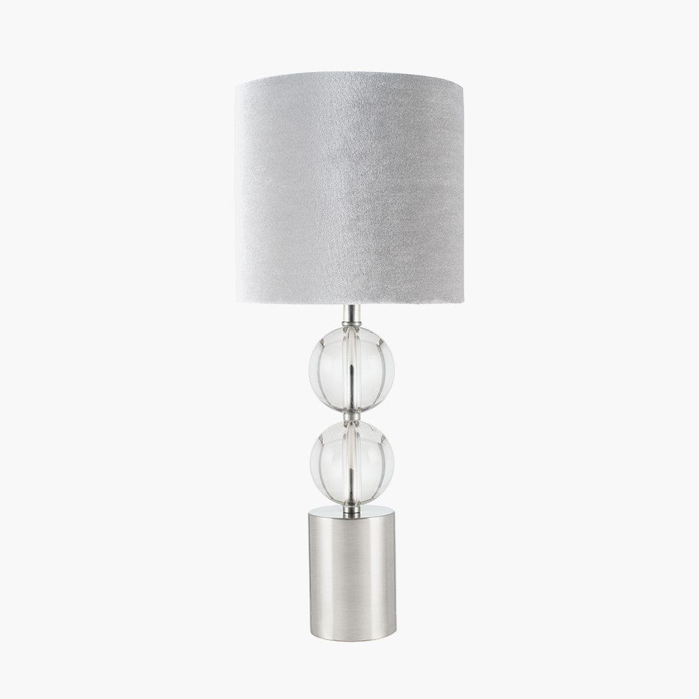 Pacific Lifestyle Lighting Harris Brushed Silver and Clear Glass Table Lamp House of Isabella UK