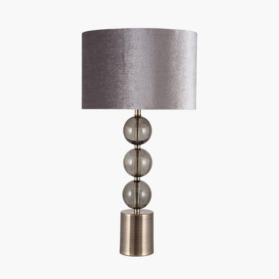 Pacific Lifestyle Lighting Harris Tall Antique Brass and Smoke Glass Table Lamp House of Isabella UK