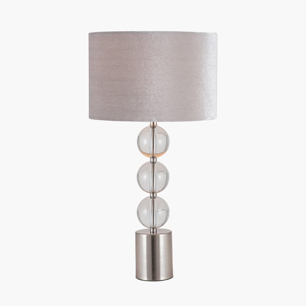 Harris Tall Brushed Silver and Clear Glass Table Lamp.