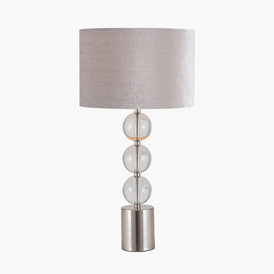 Pacific Lifestyle Lighting Harris Tall Brushed Silver and Clear Glass Table Lamp House of Isabella UK