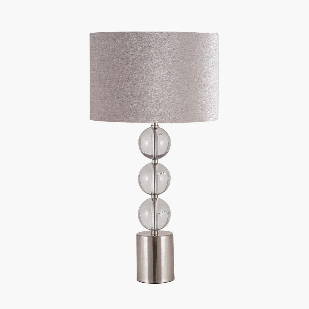 Harris Tall Brushed Silver and Clear Glass Table Lamp.