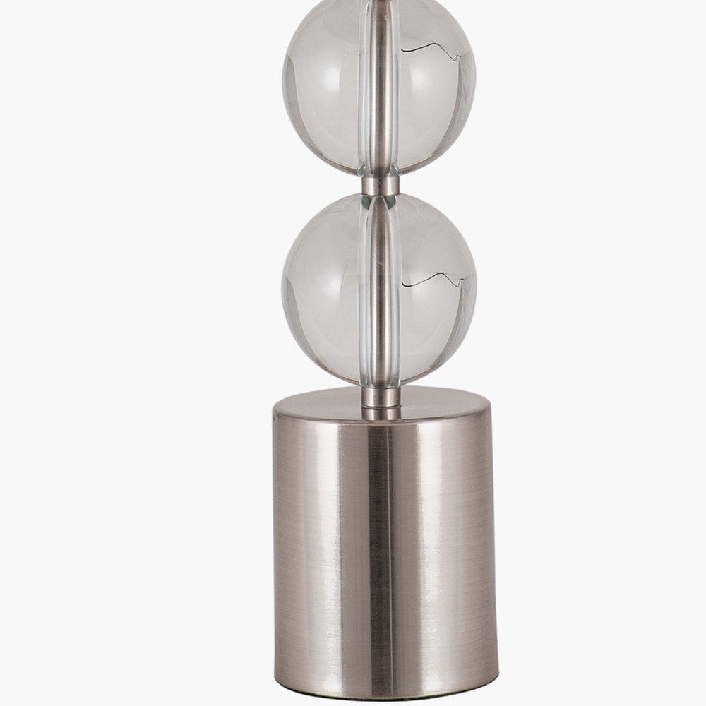Harris Tall Brushed Silver and Clear Glass Table Lamp.