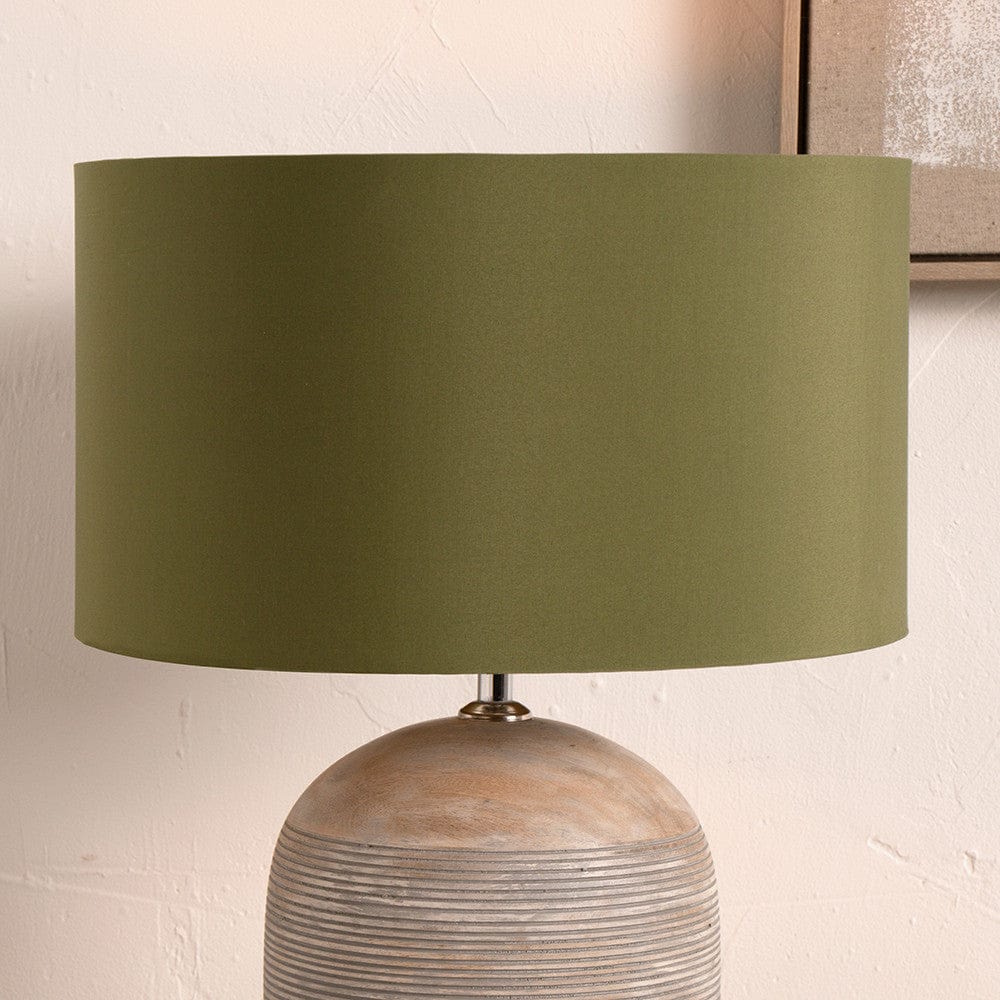 Pacific Lifestyle Lighting Harry 25cm Sage Poly Cotton Cylinder Drum Shade House of Isabella UK