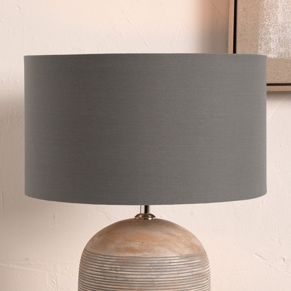 Pacific Lifestyle Lighting Harry 30cm Steel Grey Poly Cotton Cylinder Shade House of Isabella UK