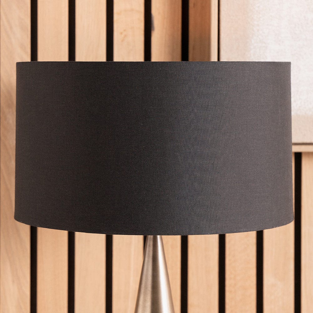 Pacific Lifestyle Lighting Harry 35cm Black Poly Cotton Cylinder Drum Shade House of Isabella UK