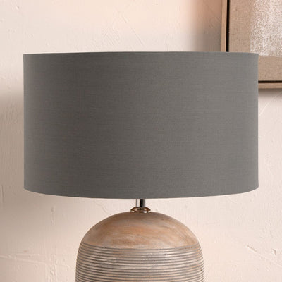 Pacific Lifestyle Lighting Harry 35cm Steel Grey Poly Cotton Cylinder Shade House of Isabella UK