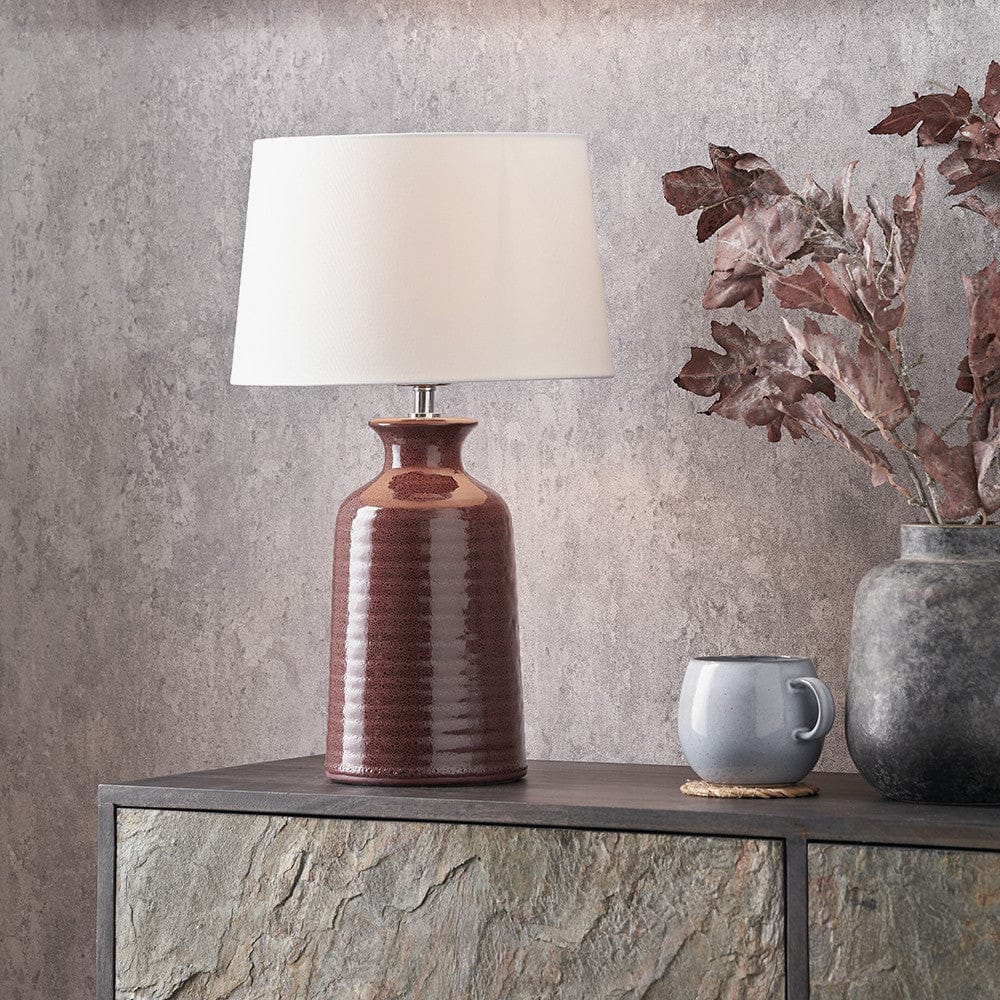 Pacific Lifestyle Lighting Helka Mulberry Reactive Glaze Table Lamp House of Isabella UK