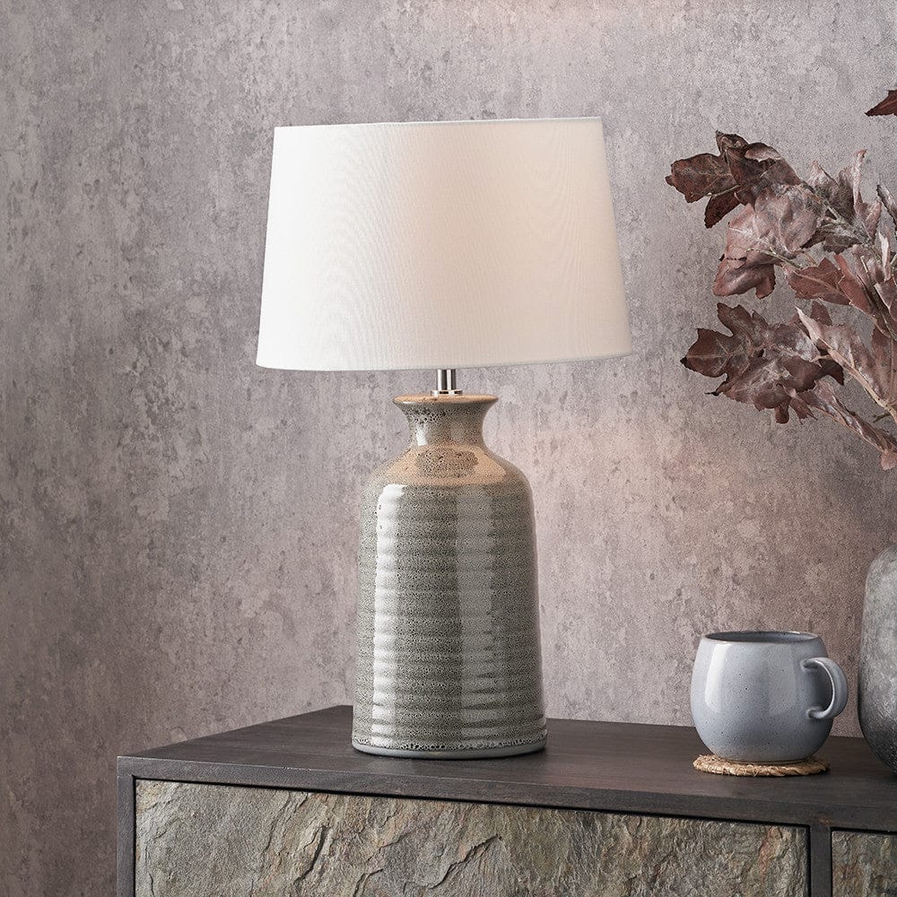 Pacific Lifestyle Lighting Helka Smokey Green Reactive Glaze Table Lamp House of Isabella UK