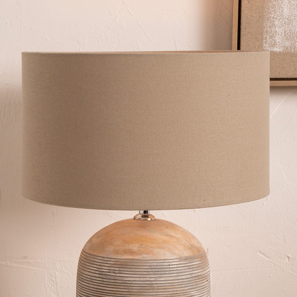 Pacific Lifestyle Lighting Henry 30cm Taupe Handloom Cylinder Shade House of Isabella UK