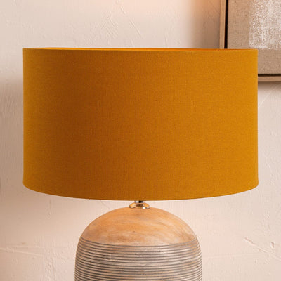 Pacific Lifestyle Lighting Henry 45cm Mustard Handloom Cylinder Shade | OUTLET House of Isabella UK