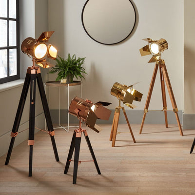 Pacific Lifestyle Lighting Hereford Copper and Black Tripod Floor Lamp House of Isabella UK