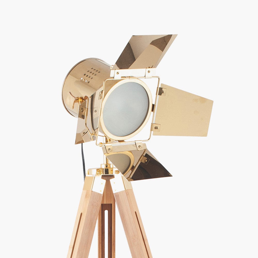 Hereford Gold and Natural Tripod Floor Lamp.