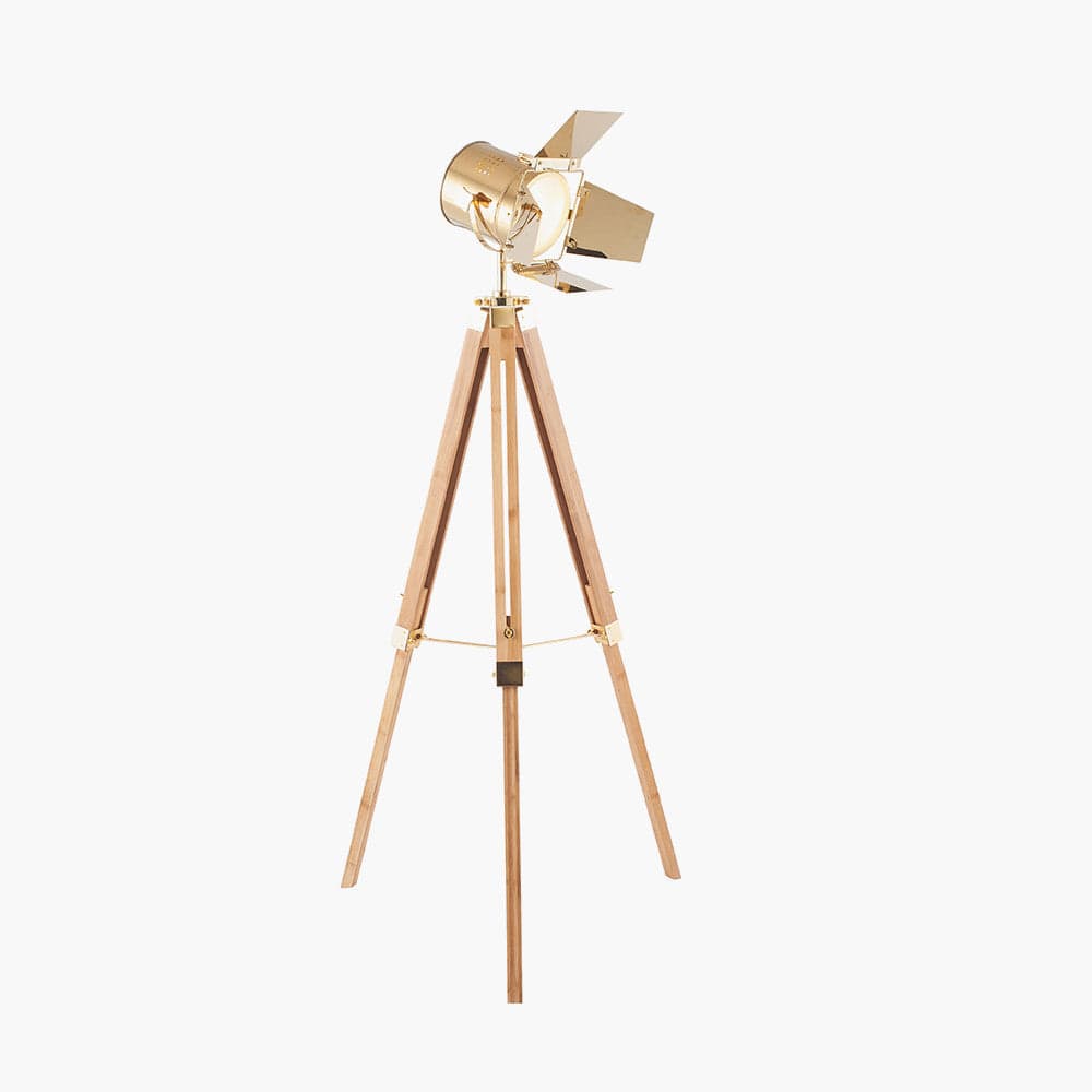 Hereford Gold and Natural Tripod Floor Lamp.