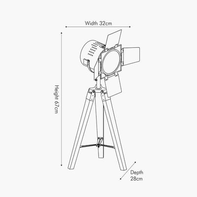 Pacific Lifestyle Lighting Hereford Grey Wood and Silver Metal Film Tripod Table Lamp House of Isabella UK