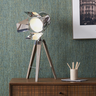 Pacific Lifestyle Lighting Hereford Grey Wood and Silver Metal Film Tripod Table Lamp House of Isabella UK