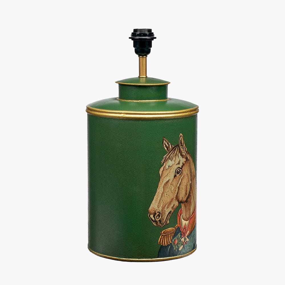 Horse Green Hand Painted Metal Table Lamp.