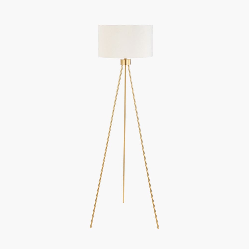 Pacific Lifestyle Lighting Houston Brushed Brass Metal Tripod Floor Lamp House of Isabella UK