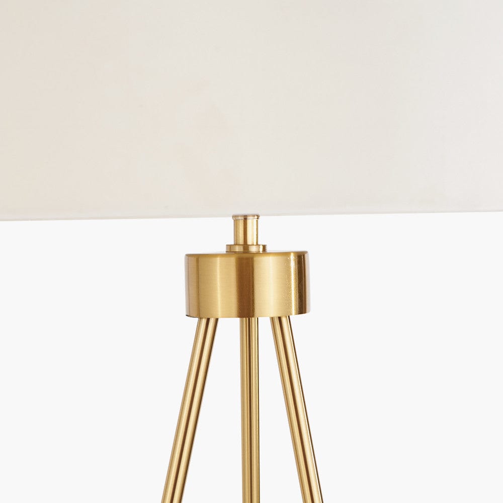 Pacific Lifestyle Lighting Houston Brushed Brass Metal Tripod Floor Lamp House of Isabella UK