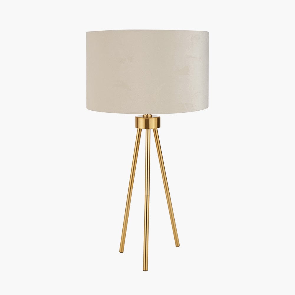 Houston Brushed Brass Metal Tripod Table Lamp.