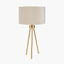 Houston Brushed Brass Metal Tripod Table Lamp.