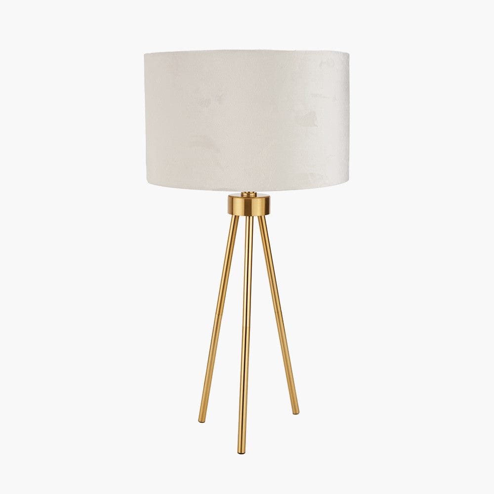 Houston Brushed Brass Metal Tripod Table Lamp.