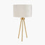 Houston Brushed Brass Metal Tripod Table Lamp.