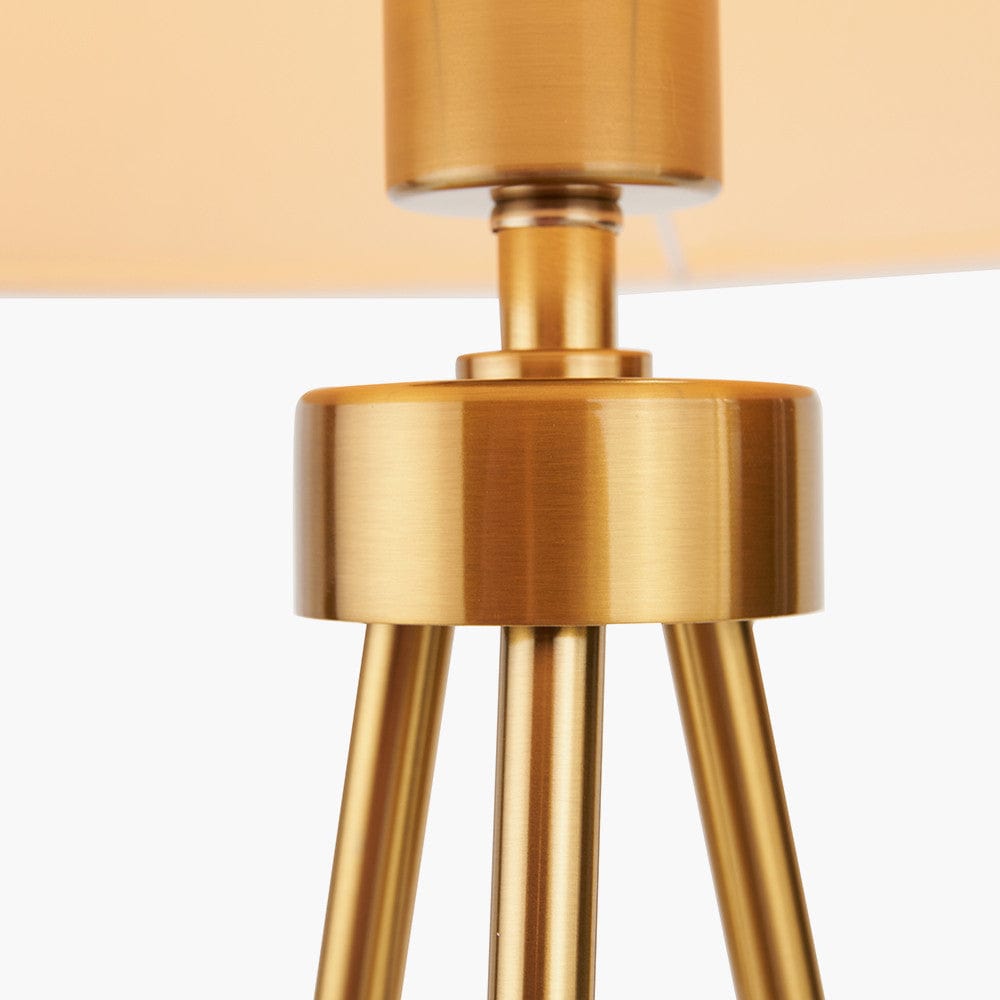 Houston Brushed Brass Metal Tripod Table Lamp.