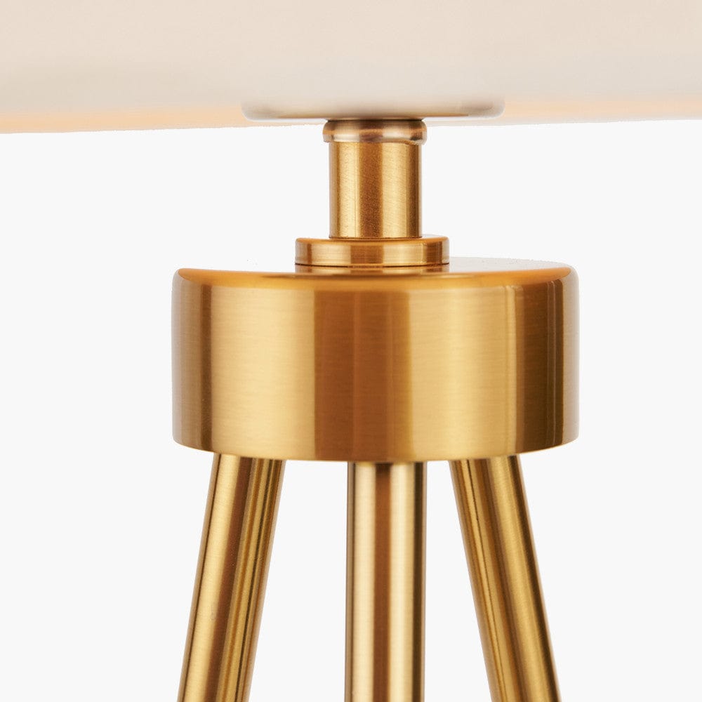 Houston Brushed Brass Metal Tripod Table Lamp.