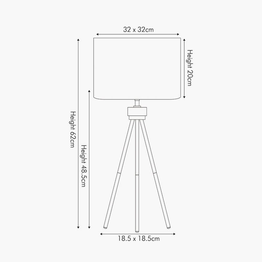 Pacific Lifestyle Lighting Houston Brushed Silver Metal Tripod Table Lamp House of Isabella UK