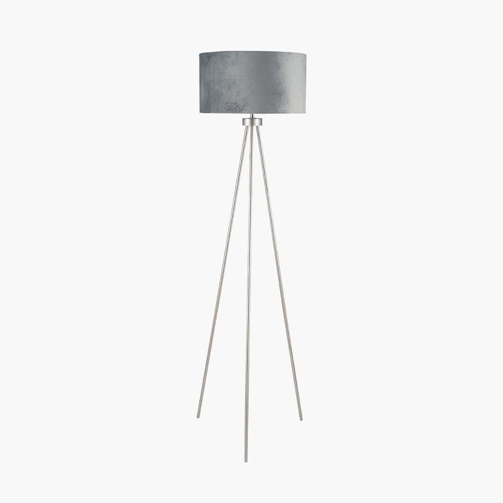 Houston Brushed Silver Tripod Floor Lamp.