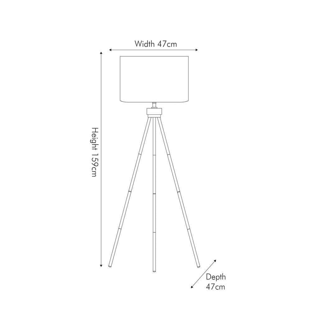 Pacific Lifestyle Lighting Houston Brushed Silver Tripod Floor Lamp House of Isabella UK