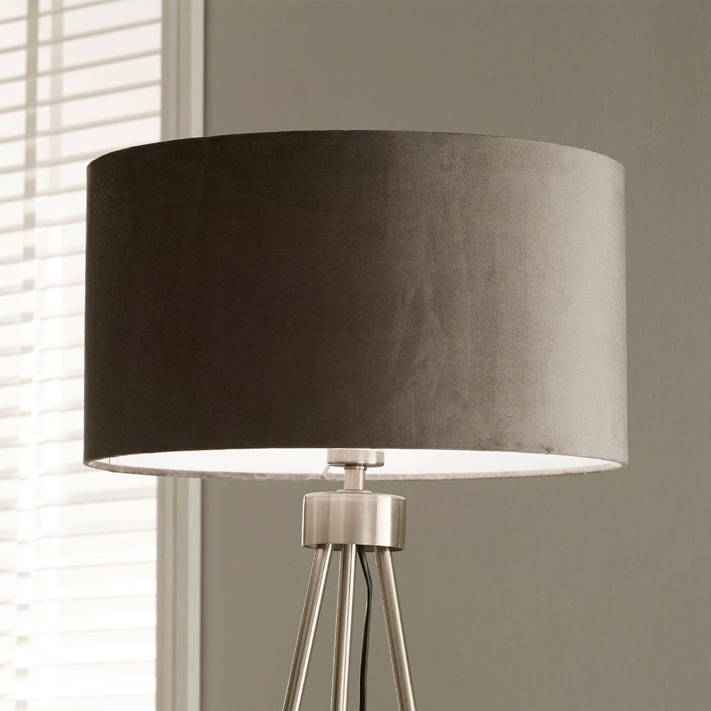 Pacific Lifestyle Lighting Houston Brushed Silver Tripod Floor Lamp House of Isabella UK