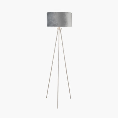 Pacific Lifestyle Lighting Houston Brushed Silver Tripod Floor Lamp House of Isabella UK