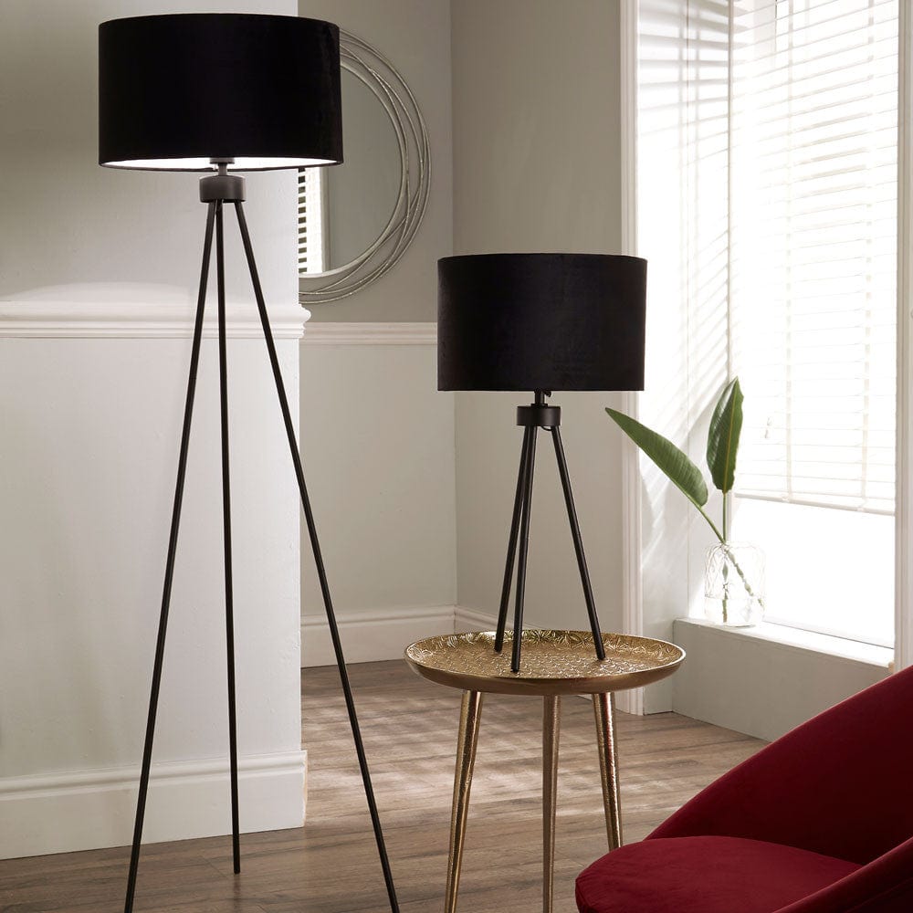 Houston Matt Black Tripod Floor Lamp.