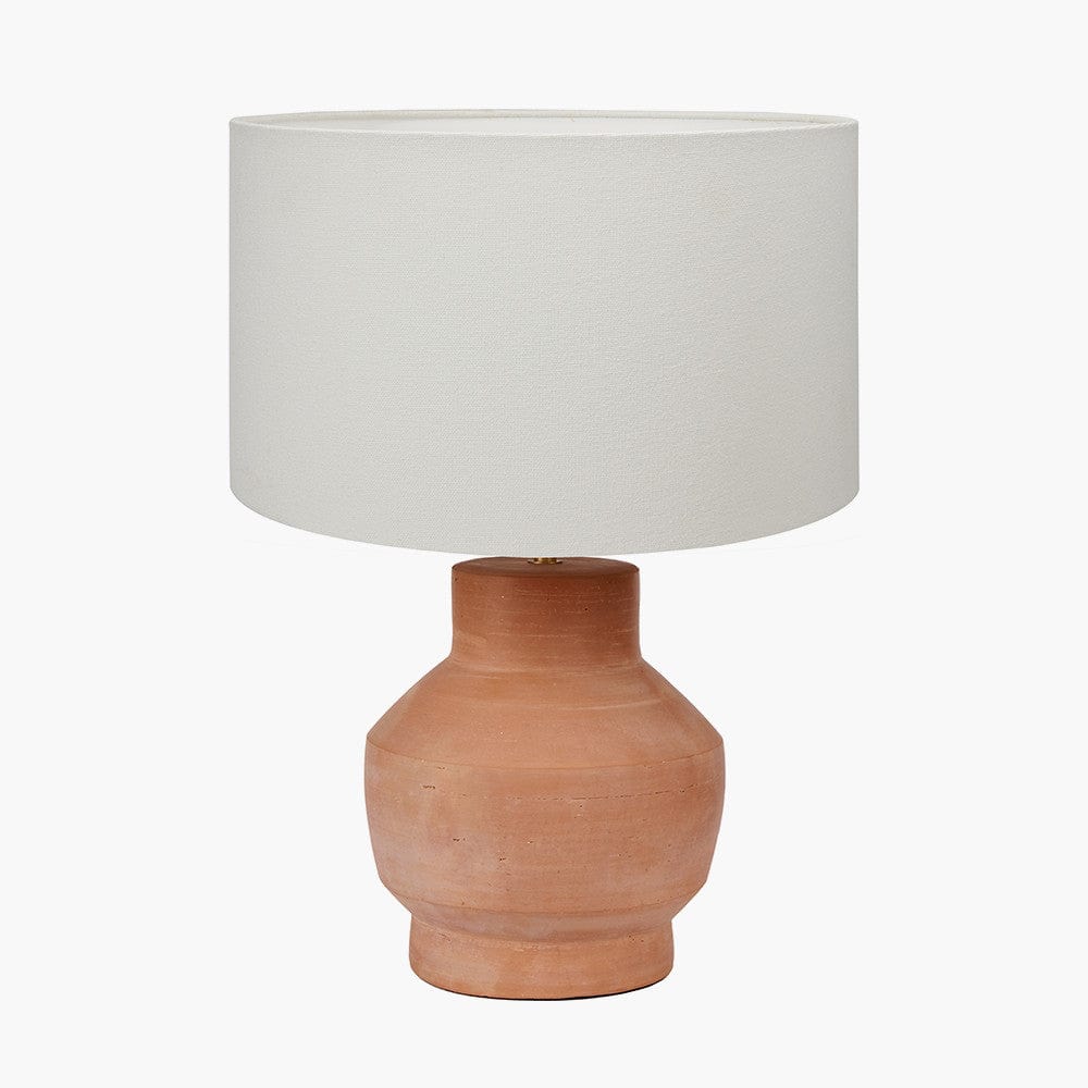Pacific Lifestyle Lighting Inna Natural Urn Terracotta Table Lamp Base with Henry 35cm White Handloom Cylinder Lampshade House of Isabella UK